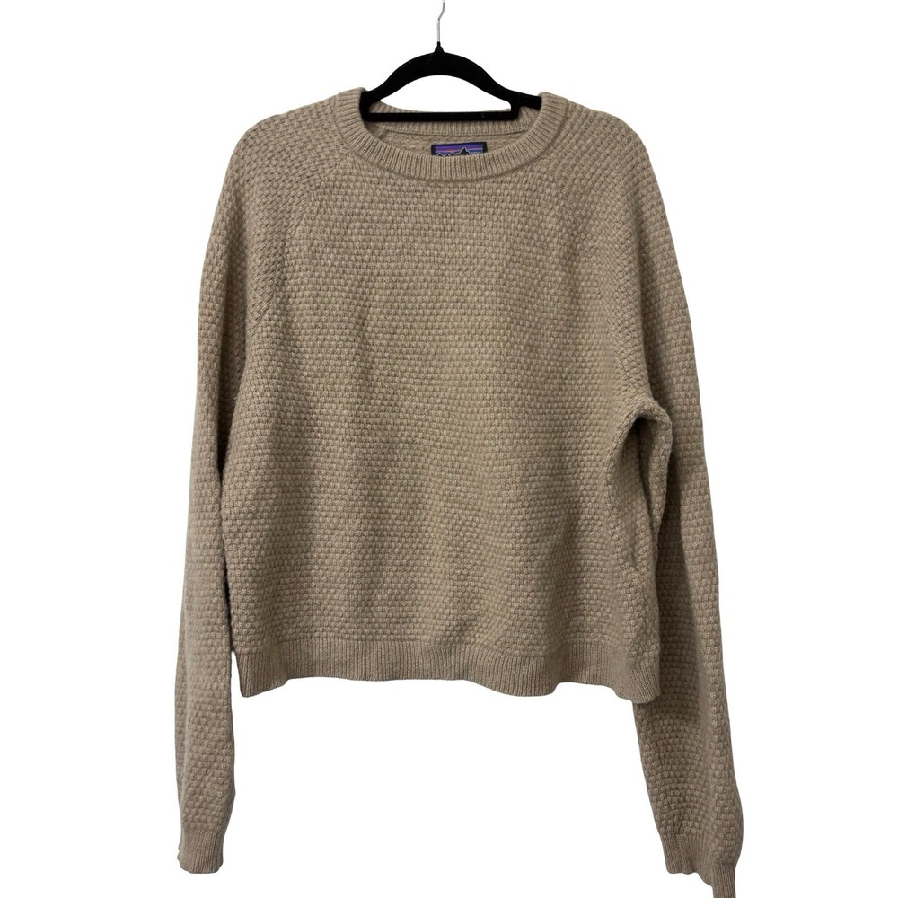 Patagonia Beige Women's Recycled Cashmere Sweater Waffle Knit Size Large